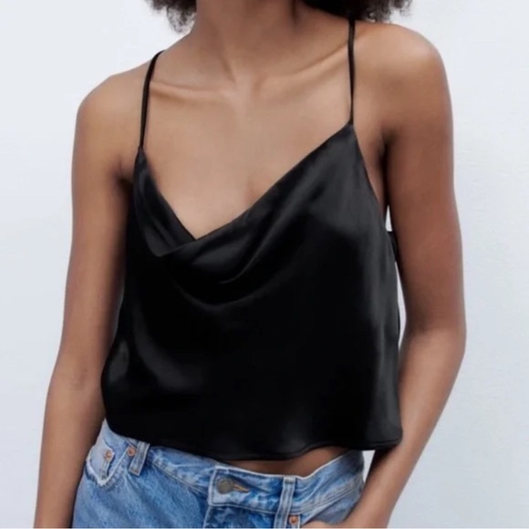 Zara Cowl Neck Satin Top - Picture 1 of 5